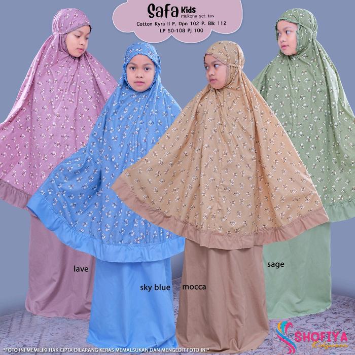 SAFA MUKENA ANAK BAHAN COTTON KYRA FREE TAS Original by Shofiya
