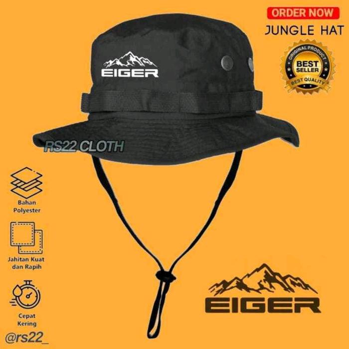 Eiger gunungTopi Rimba Jungle Hat Hitam dengan Bahan Ripstok dan Jahitan Kuat dan Rapih