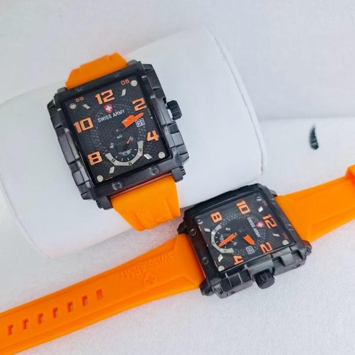 Jam Tangan Pria SWISS ARMY Crono Aktif Analog Timer Strap Rubber - Watches Quartz Aksesoris
