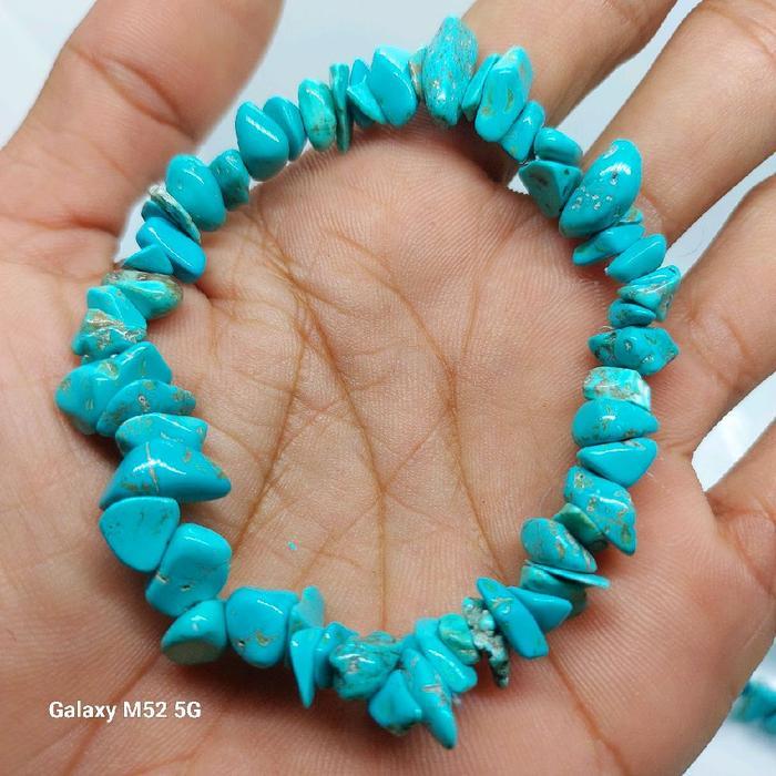 Gelang batu pirus biru panci model krikil elegan