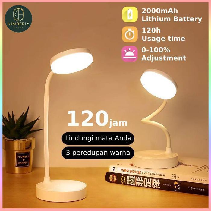 Lampu Belajar Tricolour Sentuh 3 Warna Tempat Pulpen Baca Meja Kerja Duduk 2000mAh Lampu Tidur Wirel