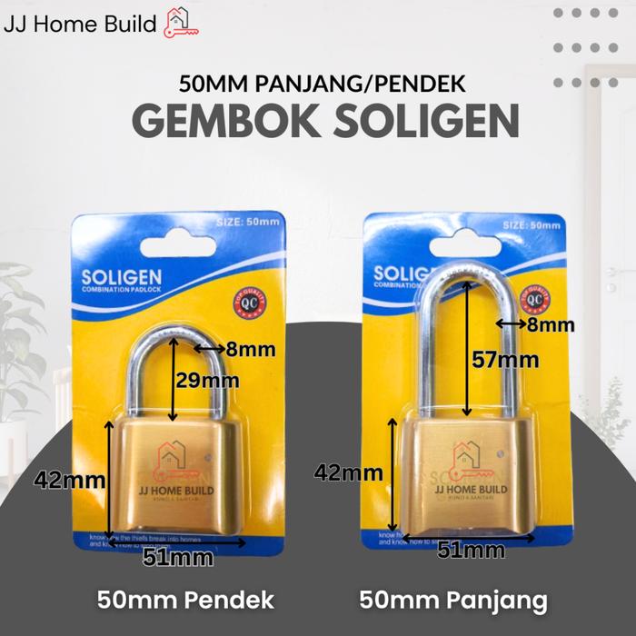Gembok Nomor SOLIGEN 50mm panjang/pendek Gembok Kombinasi Angka/Model175 DLH