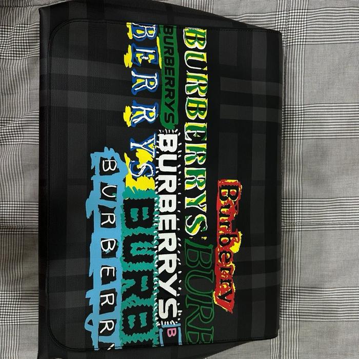 Burberry Graffiti Logo Printed Messenger Bag in coated canvas and black and gray.   No card no box S