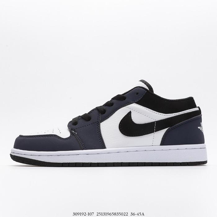 Air Jordan 1 Low Dark Navy White Sepatu Sneaker Pria Model 309192-107 Ukuran 36-45A
