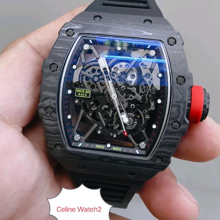 Jam Tangan pria  Rm35-02 Rafael  Nadal Black Red Carbon on Rubber by BBR