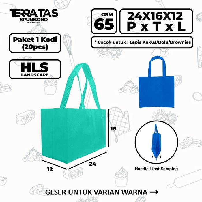 (Paket 100 pcs) Custom Goodie Bag Sablon 24x16x12  Landscape 65GSM Tas Box Kotak Panjang Memanjang S