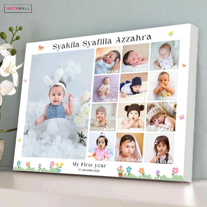 Biodata bayi 0 12 bulan cetak foto bingkai Biodata kelahiran bayi foto minimalis 12r Kolase Photowal