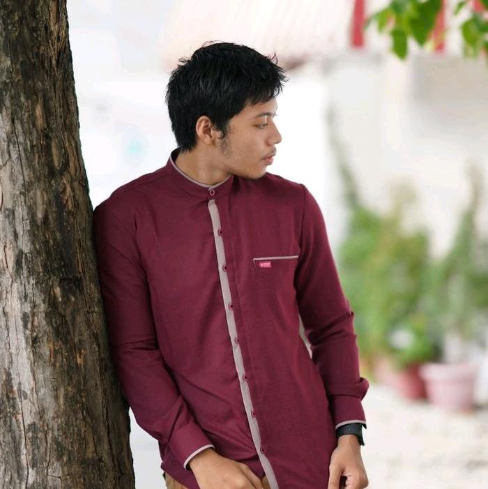 Aulia Fashion Baju Koko Salman Maroon Panjang Dewasa