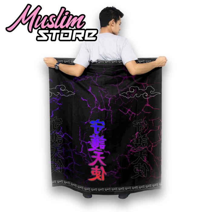 Sarung Printing Motif Anime Kuil Jepang Samurai Tulisan Japan Wolf Poliester - Sarung Dewasa Kasual 
