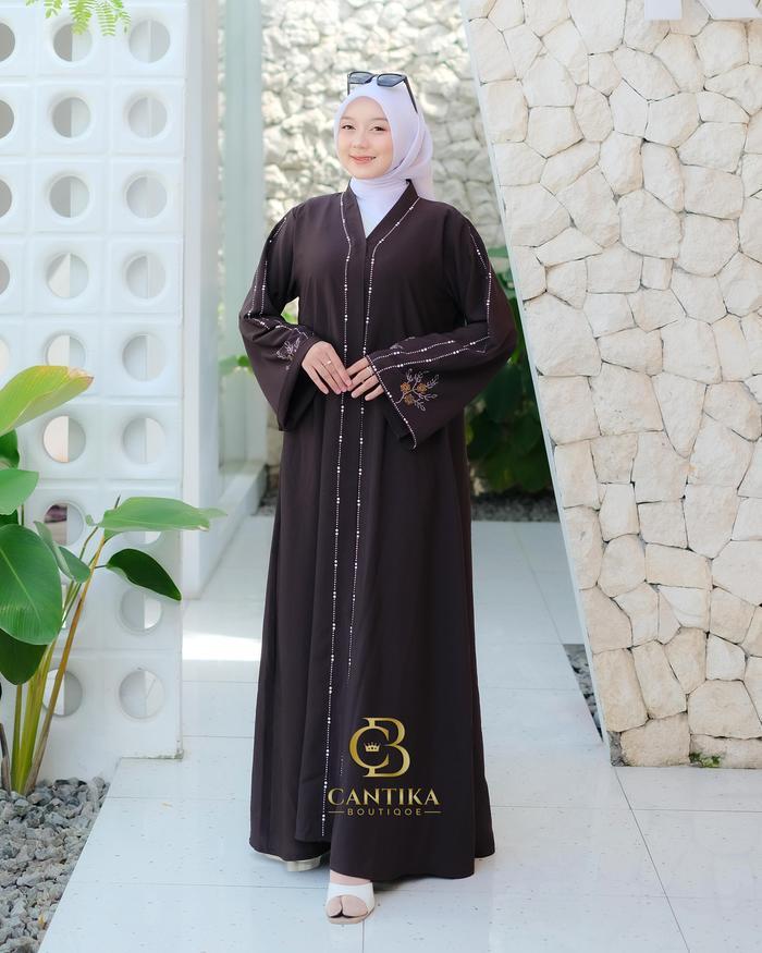 PREMIUM (READY) terjamin CANTIKA BOUTIQUE STORE Gamis ABAYA ARUMI JET BLACK Premium Outher Abaya Ter