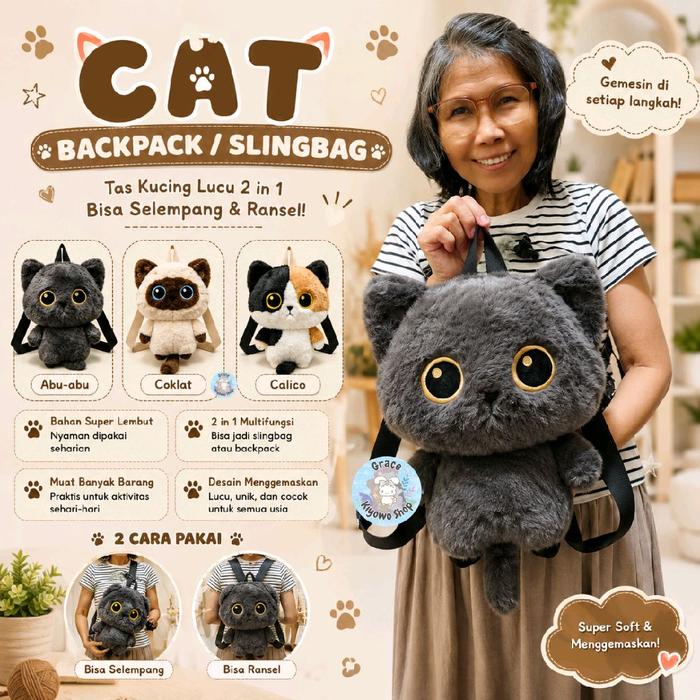 Tas Ransel Selempang Kucing / Cat Gembul
