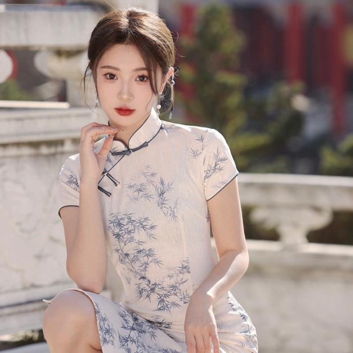 Super Trending [Ready Stock] Jang'Gu Classic Cheongsam Long Dress - Baju Qipao Wanita Bahan Silk & L