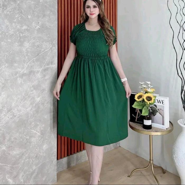 Daster Kerut Wanita Crinkle All Size Hitam/Coksu/Mint/Ijo Botol - Nyaman