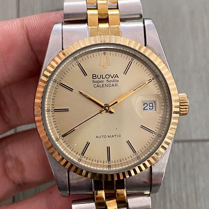 Bulova Super Seville Calender Automatic Gold Dial Two Tone