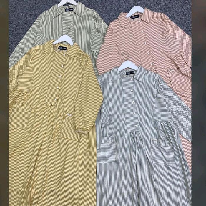 gamis midi cucuk salur kerah saku depan 0110