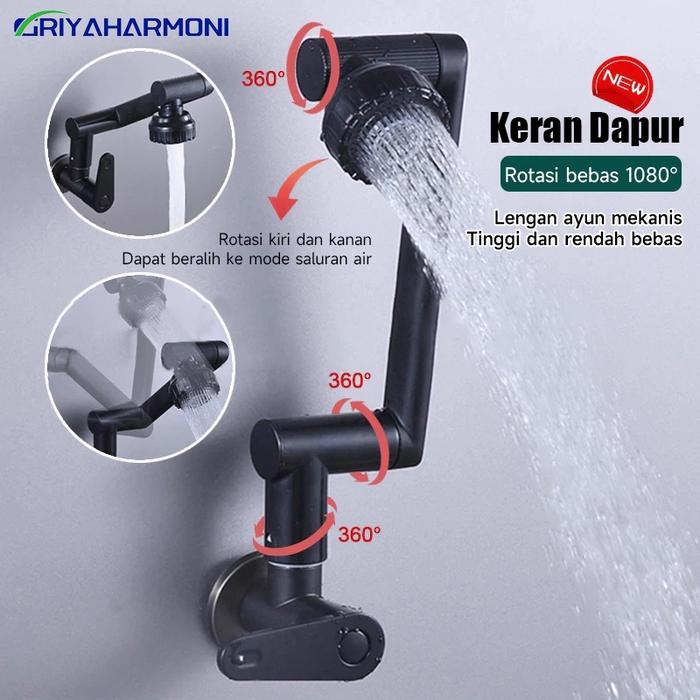 360 Kran Angsa Dapur Fleksibel/Kran Wastafel Shower Dinding/1080 Kran Wastafel Cuci Piring/Kran Show
