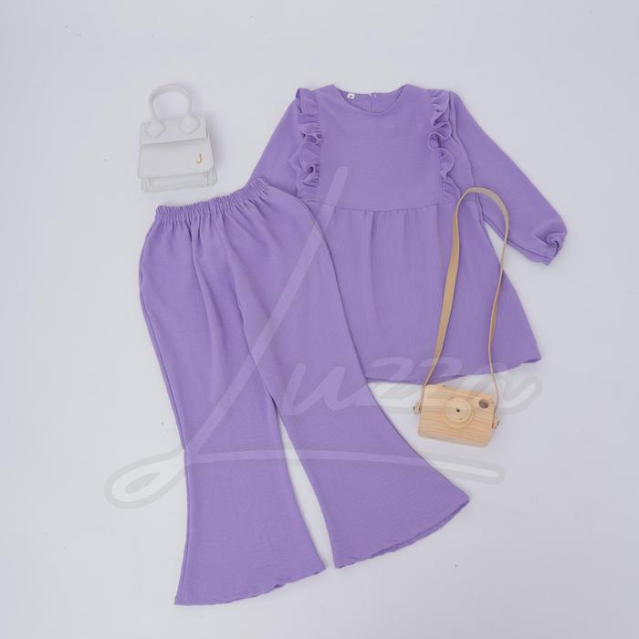 Naura Set Crinkle Airflow Setelan Muslim Anak Perempuan Tangan Panjang Model Cutbray Lucu 4 - 12 Tah