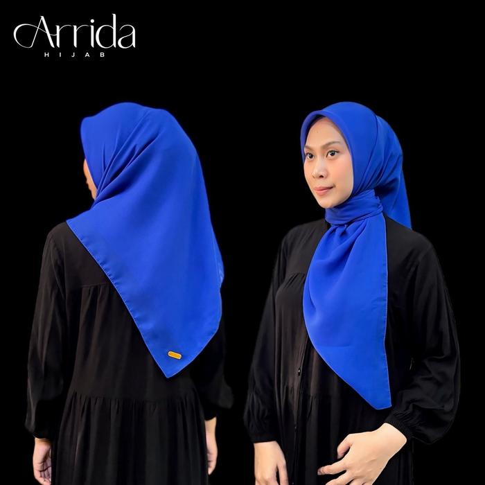 Plain Square Biru Elektrik Jahit Tepi Premium Logo 110x110 / Segiempat Biru Elektrik / Pollycotton B