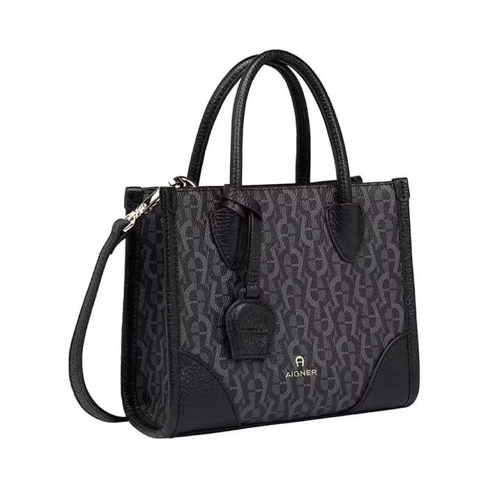NWT Aigner Samara XS Shopper Tas Tangan Wanita Hitam dengan Desain Elegan dan Tali Bahu yang Nyaman 