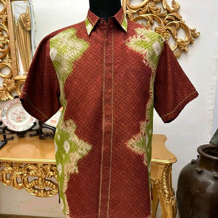 d'Attala Kemeja Pria Lengan Pendek size XL bahan jumputan Viscose khas Palembang