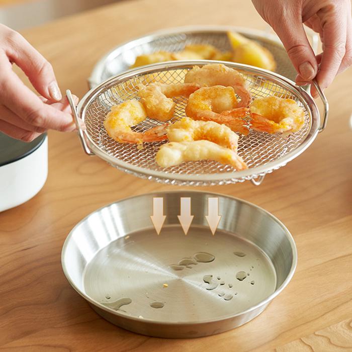 Fried Strainer Stainless Steel Drain Pan Food Tray Drain Pan Fry Pan