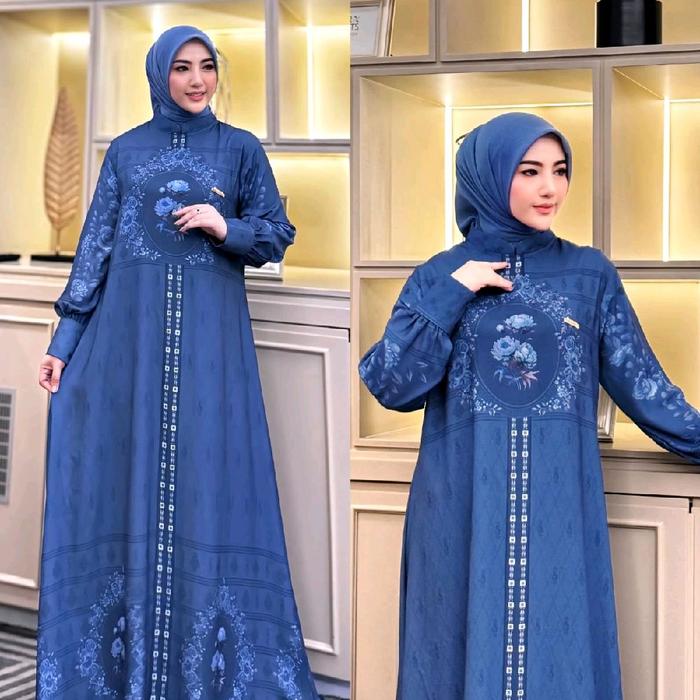 Sofia dress | dress terbaru syafeera | gamis dress motif | gamis printing terbaru | bisa bayar ditem
