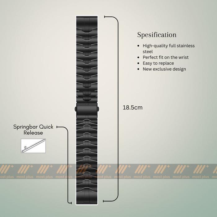 METAL TITAN STRAP UNIVERSAL 22mm STAINLESS STEEL / TALI JAM TANGAN UNIVERSAL METAL TITAN STAINLESS S