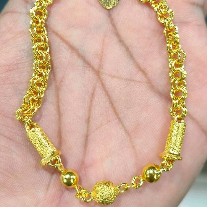 gelang lapis emas kuat murni 10 mili model bola tabung rantai donat khas nangroe aceh, buat di keter