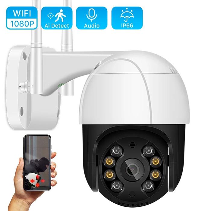 Kamera CCTV nirkabel, Kamera CCTV keamanan P2P Audio 2MP deteksi