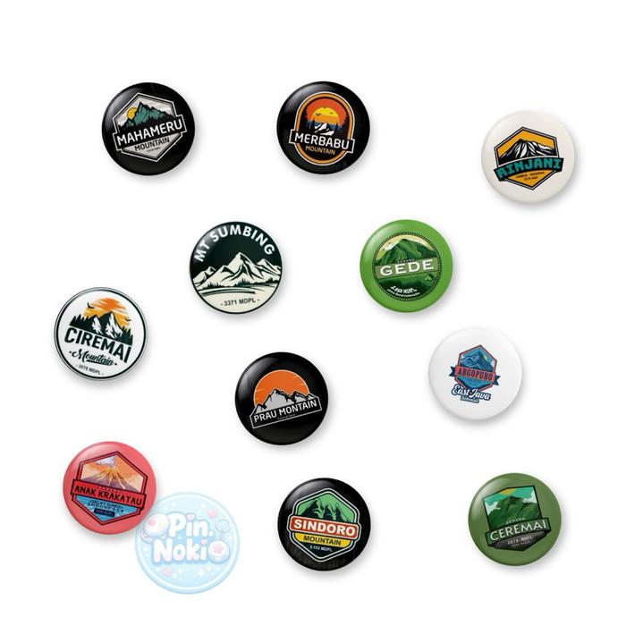 Pin.Nokio - Pin Button 44mm Gunung Indonesia Y2K Cute Aesthetic Bros Tas Carrier Jaket Unik untuk Hi