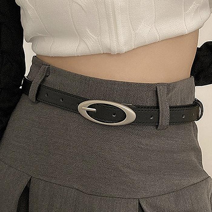 Vintage Women Fashion PU Leather Waist Belt Vintage Y2K Gothic Buckle Metal Strap Jeans Trouser Dres