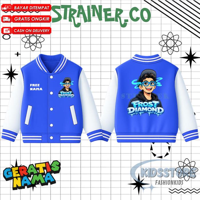 Jaket Varsity Anak Frost Diamond Lucu / Jaket Baseball Anak Unisex Club Frost diamond Viral Gratis n