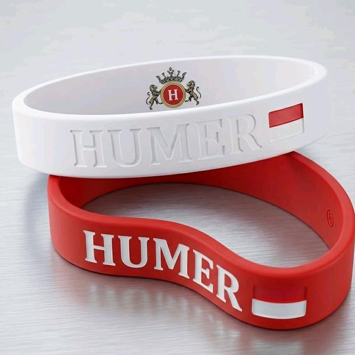 Humer Gelang Karet Elastis Merah Putih Elegan dengan Logo Humer dan Bendera Indonesia