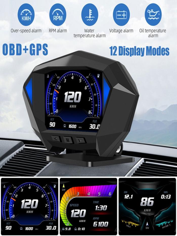 HUD OBD2+ GPS Head Up Car Digital Display Gauge Speedometer Turbo RPM