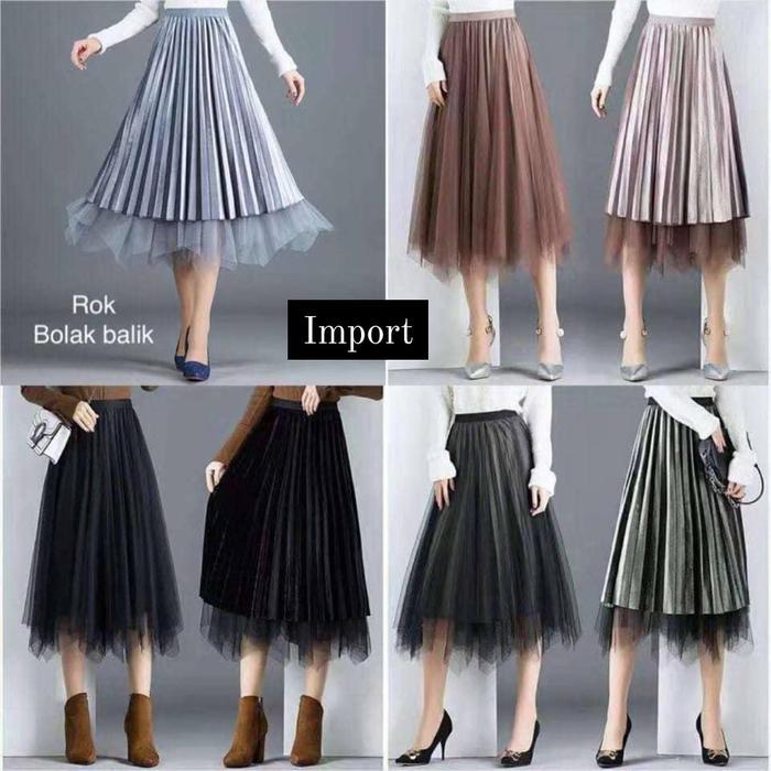 Rok Velvet + Tile Bisa Bolak Balik 2 In 1 Original Premium Import Bkk