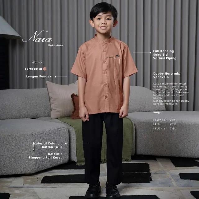 Nibras Koko Set Atasan Bawahan NSAL 65 Bahan Oxford Derim Navy Kancing Saku Depan Celana Full Karet