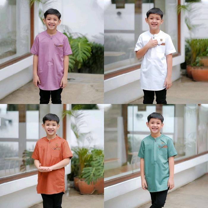 ATTAR KIDS - TERBARU BAJU KOKO KURTA ANAK LENGAN PENDEK KATUN M L XL XXL JUMBO PRIA MUSLIM LEBARAN S