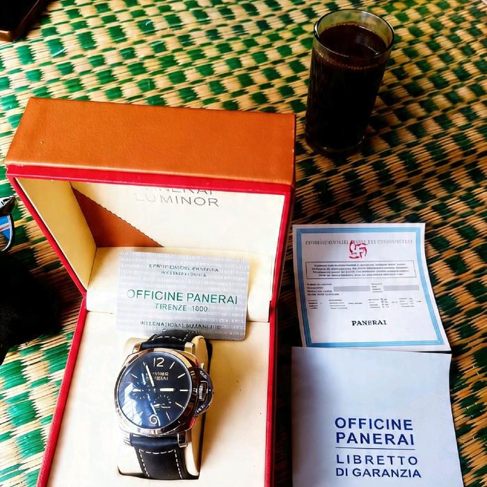 Officine Panerai Jam Tangan Pria Luminor 1900 dengan Box dan Libretto di Garanzia