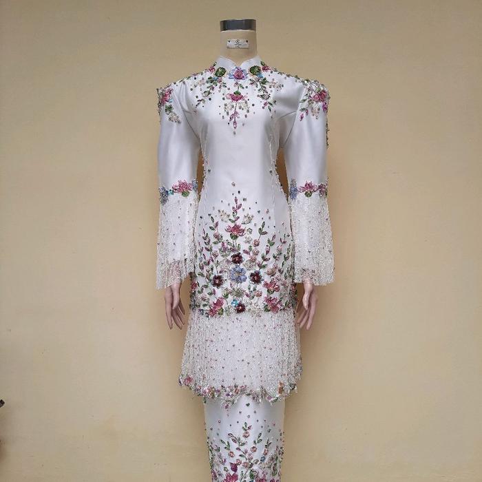 kebaya akad melayu pink full payet jepang free veil hijab kualitas butik bisa request desain dan pay