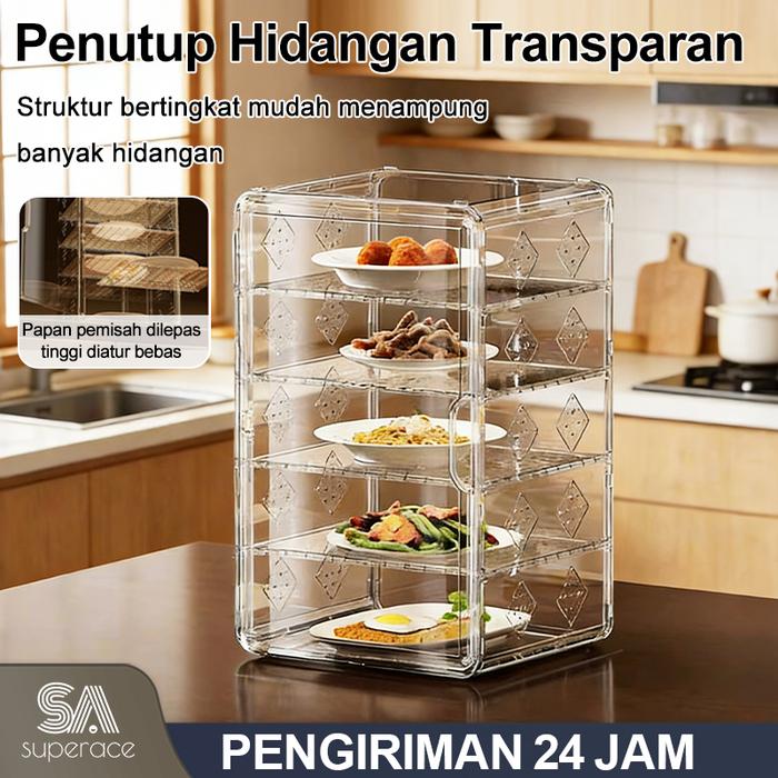 Food Cover Tudung Saji Rak Makanan Lemari Penyimpan Lauk Serbaguna 3/4/5 Tingkat