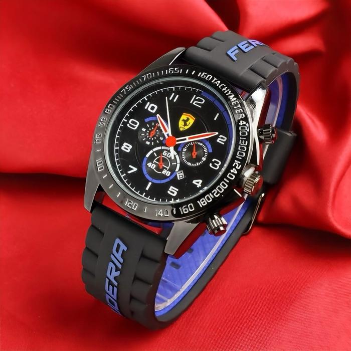 Jam tangan wanita Ferrari Fashion Tanggal Aktif Strap Karet Terbaru Free Box