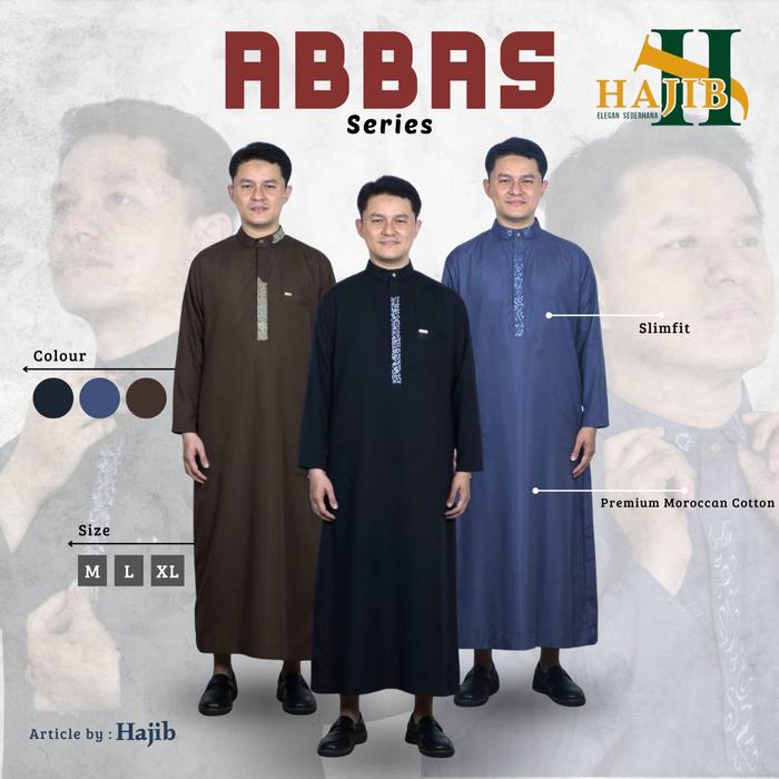 HAJIB Abbas Series - Jubah/Gamis Pria Katun Maroko Bordir | Elegan Sederhana