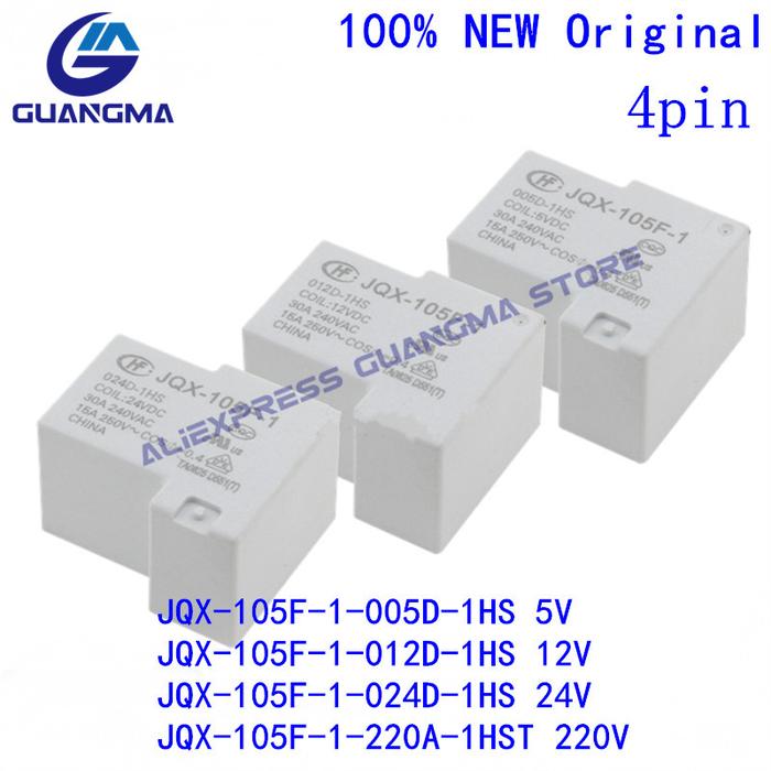 10pcs 100% new HF/ JQX-105F -1 -005D 012D 024D -1HS - 1HST 30A 4Pin
