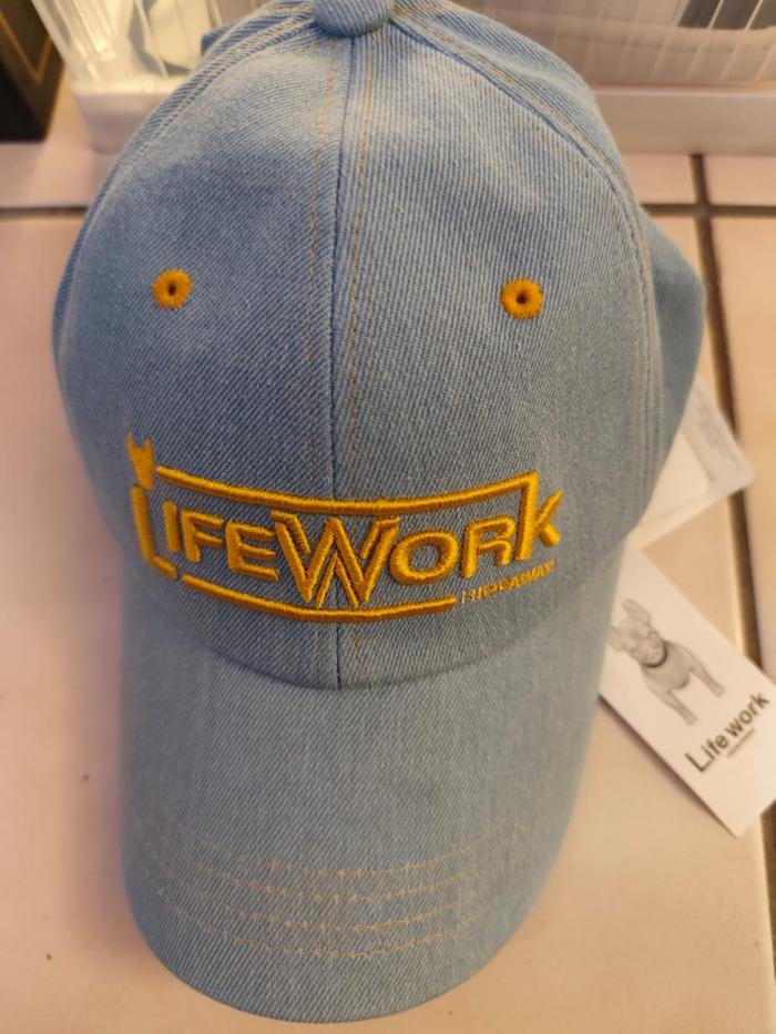 TOPI LIFEWORK JEANS BLUE YELLOW OS ORIGINAL FULLSET AUTHENTIC