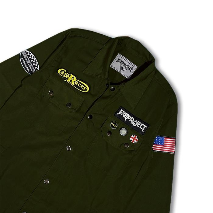 TERLARIS JAKET PRIA  SEMIPARKA HIJAU ARMY FULL BORDIR - Field Jacket semi parka | Jaket Trucker semi