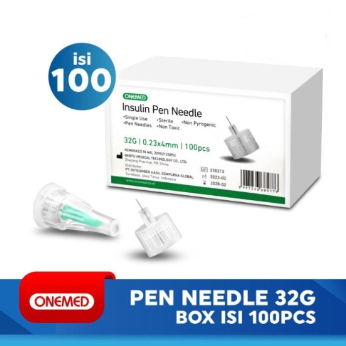 Onemed Insulin Pen Needle 4mm Jarum Insulin  32G X 4mm Onemed isi 100pcs