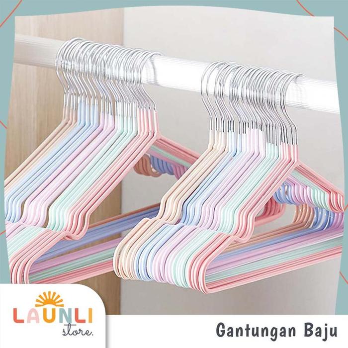 Hanger Kawat Stainless Tebal Anti Slip Gantungan Baju Dewasa Balut Karet Makapal Hanger