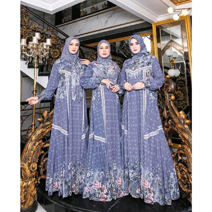 AC Original Bazigha Series | Gamis Set Hijab | Gamis Ceruty Babydoll Premium