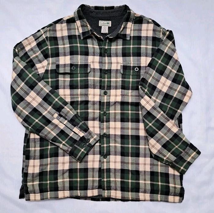 KEMEJA FLANEL LL BEAN TARTAN PLAID | LONG SLEEVE OUTER OVERSHIRT
