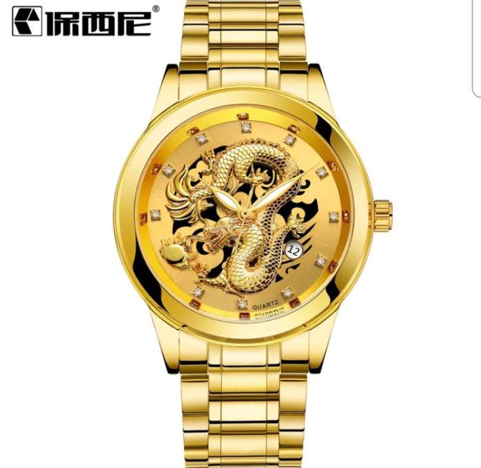 jam tangan naga | Jam Tangan Naga Emas Relief
